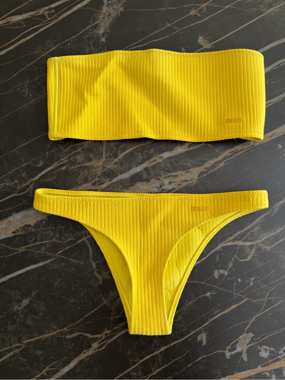 Triangl Yellow Ribbed Bikini Set - Picture 2 of 5